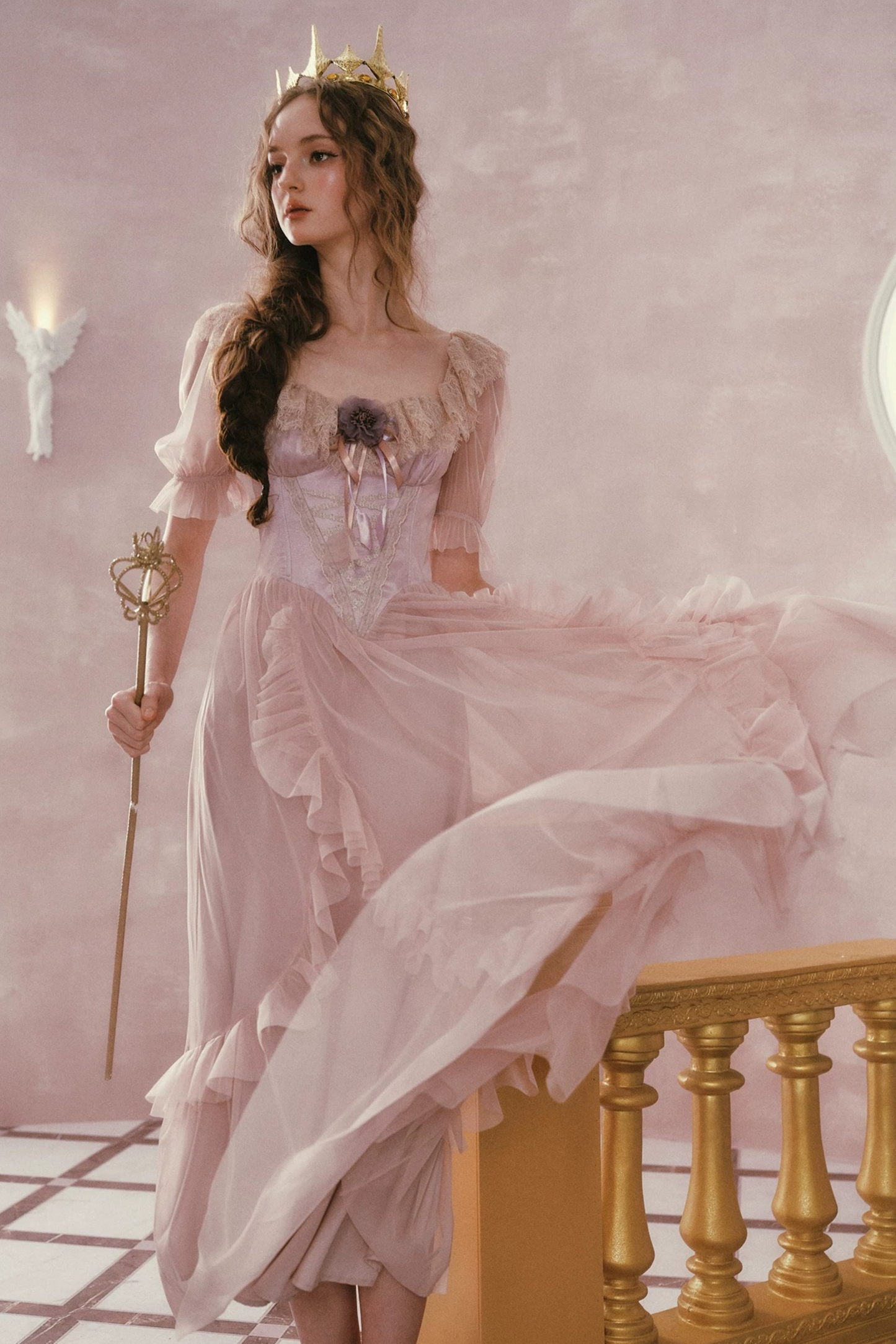 Purple Victorian Corset Mesh Dress