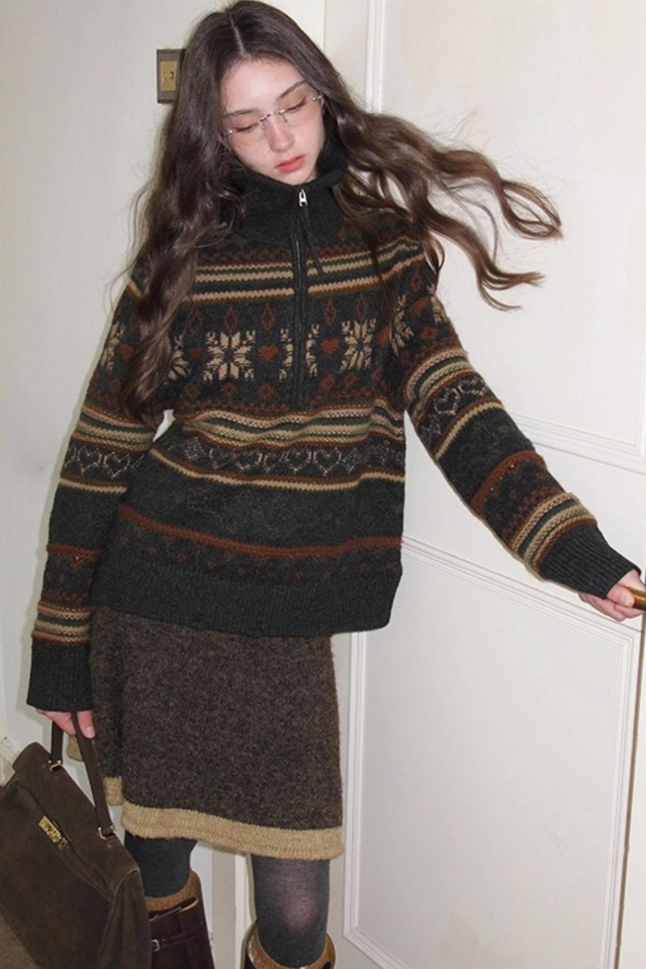 Vintage Wool Fair Isle Sweater Set-Up