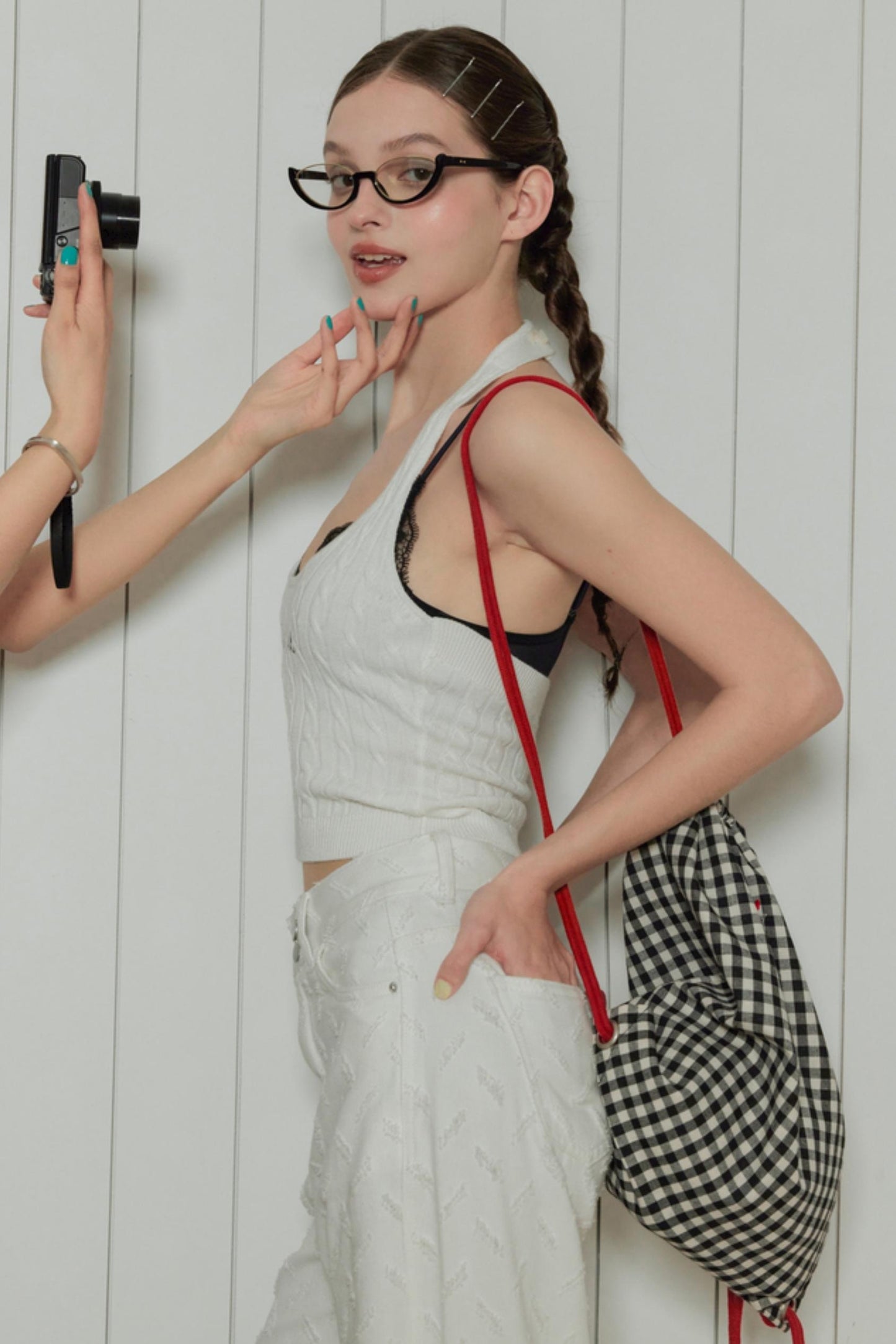 Retro Color Clash Halter Top