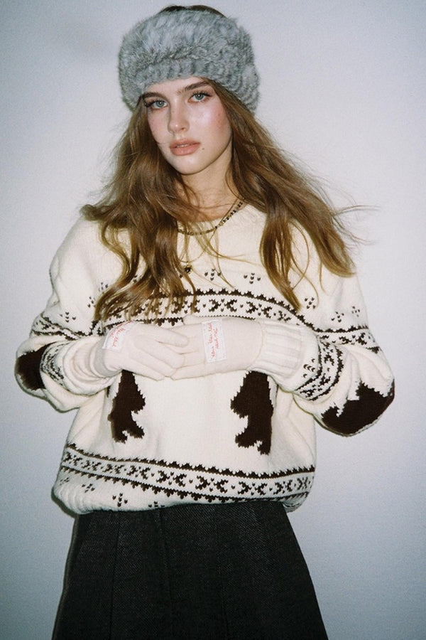 Fair Isle Rabbit Crew Neck Knit