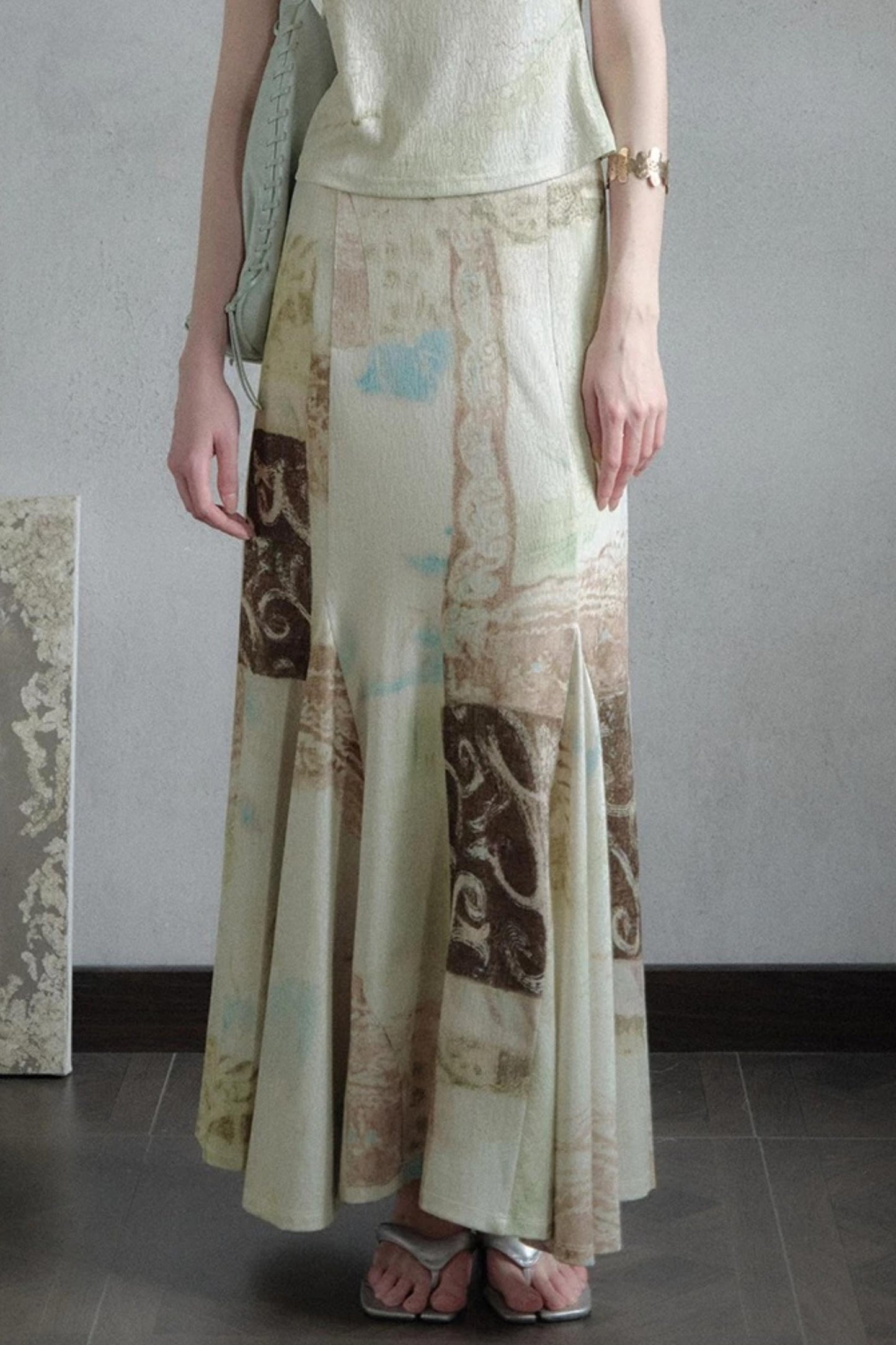 Artistic Jacquard Knit Skirt