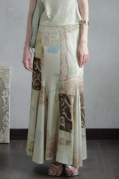 Artistic Jacquard Knit Skirt