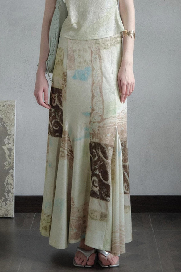 Artistic Jacquard Knit Skirt
