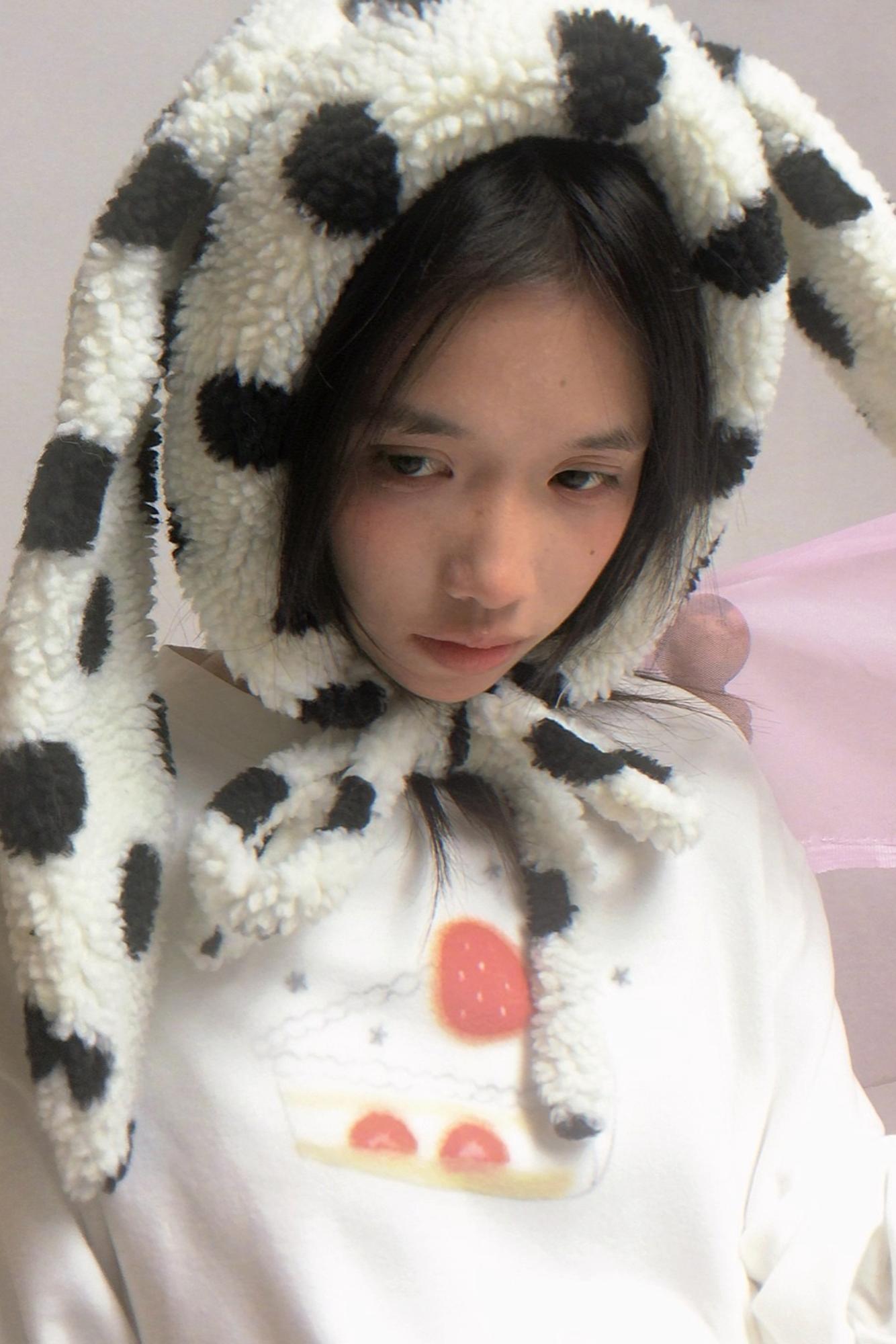 Happy Polka Dot Rabbit Ears Bow Hat