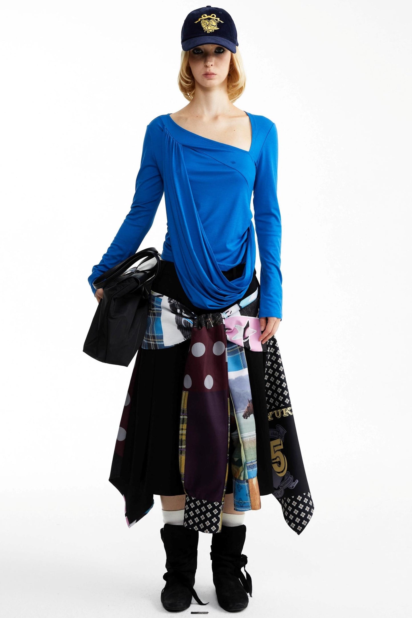 Street Print Deconstructed Stitched Skirt