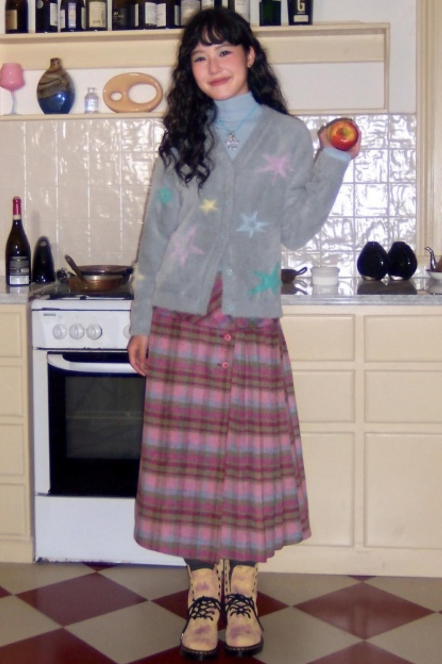 Wool Plaid A-Line Skirt