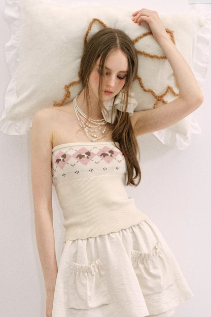 Yellow-Blue Diamond Hooded Cardigan Set-Up