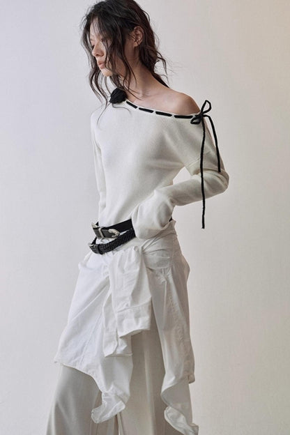 Rose Cross-Collar Knitwear