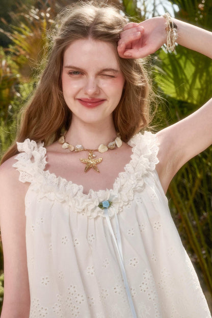 White Jasmine Cotton Embroidered Set-Up