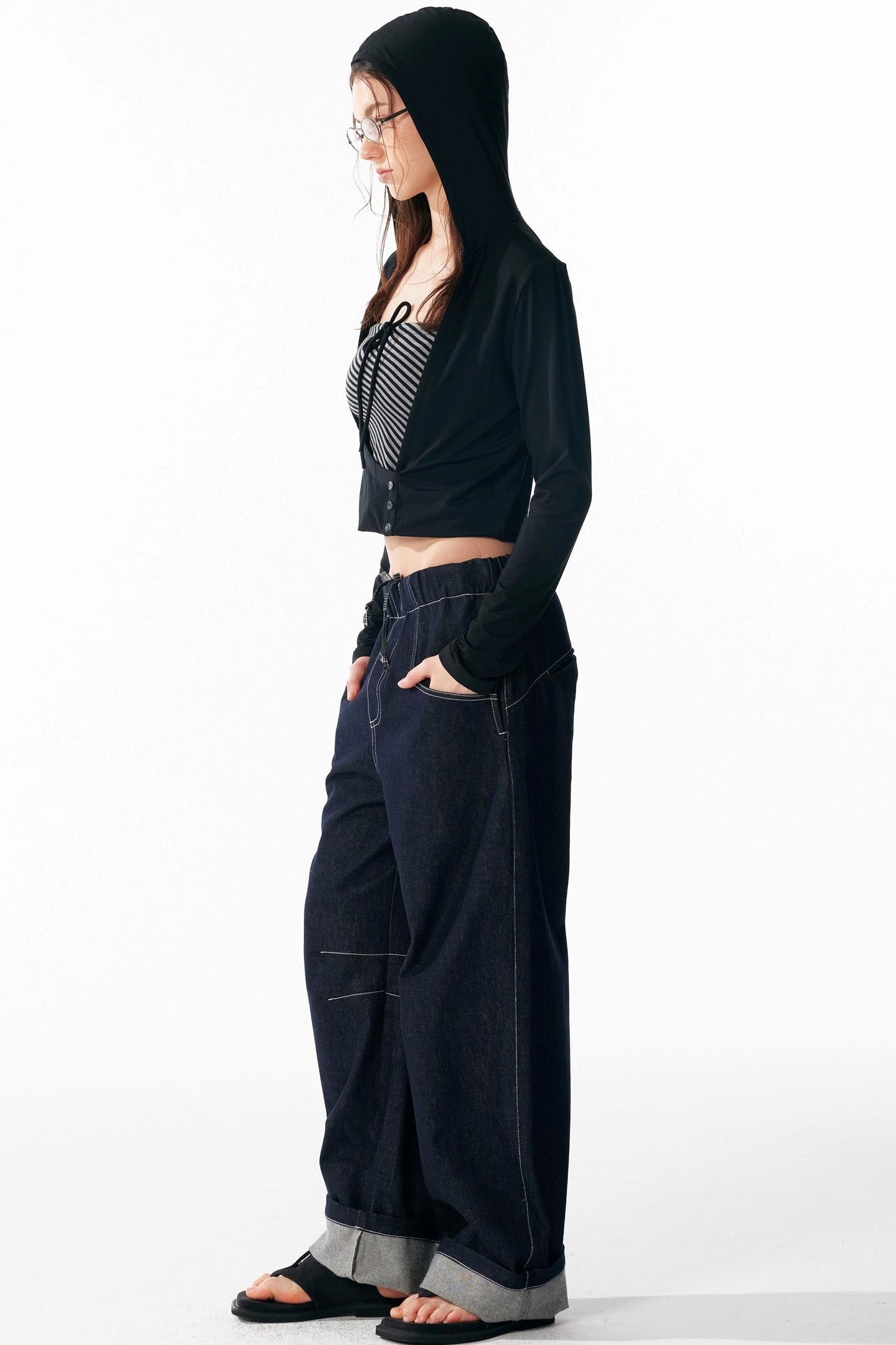 Slim Lace-Up Hooded Long Sleeve Base Shirt