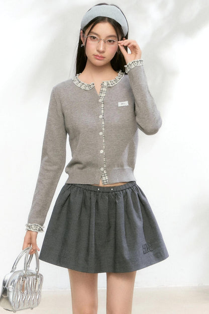 Fake Layered Contrast Knit Top Set-Up