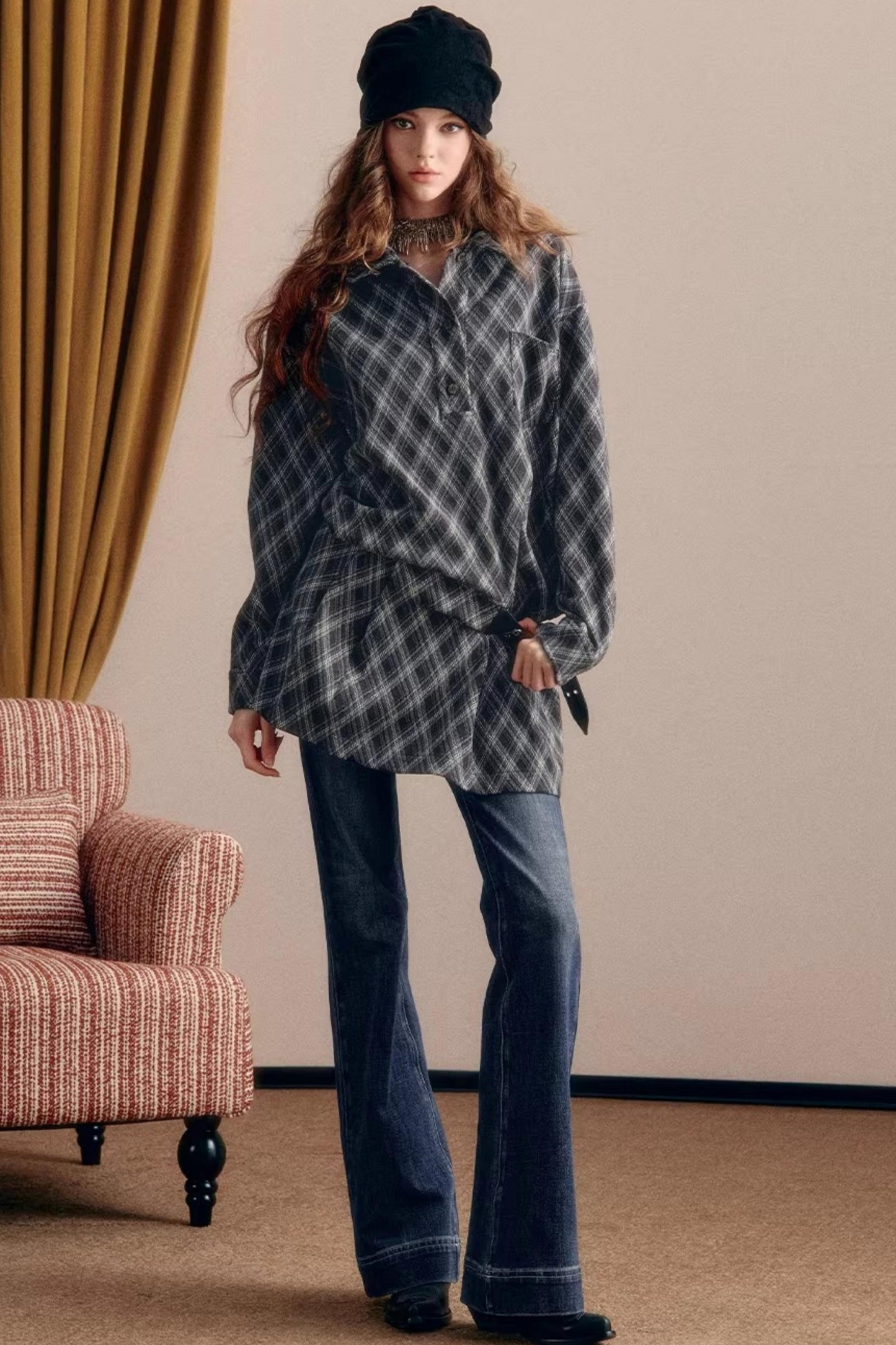 Vintage Plaid Shirt Dress