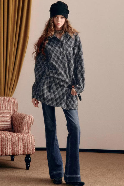 Vintage Plaid Shirt Dress