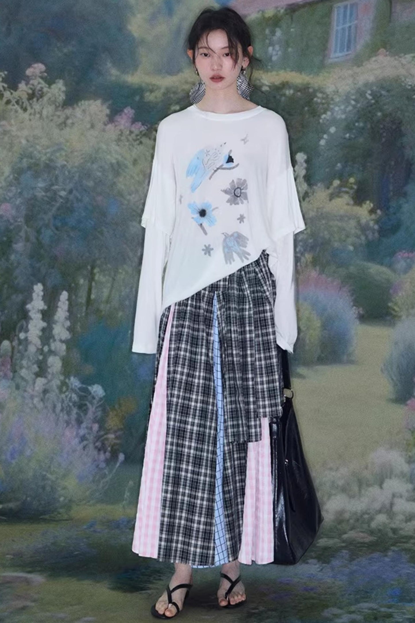 Bird and Floral Tencel Blouse