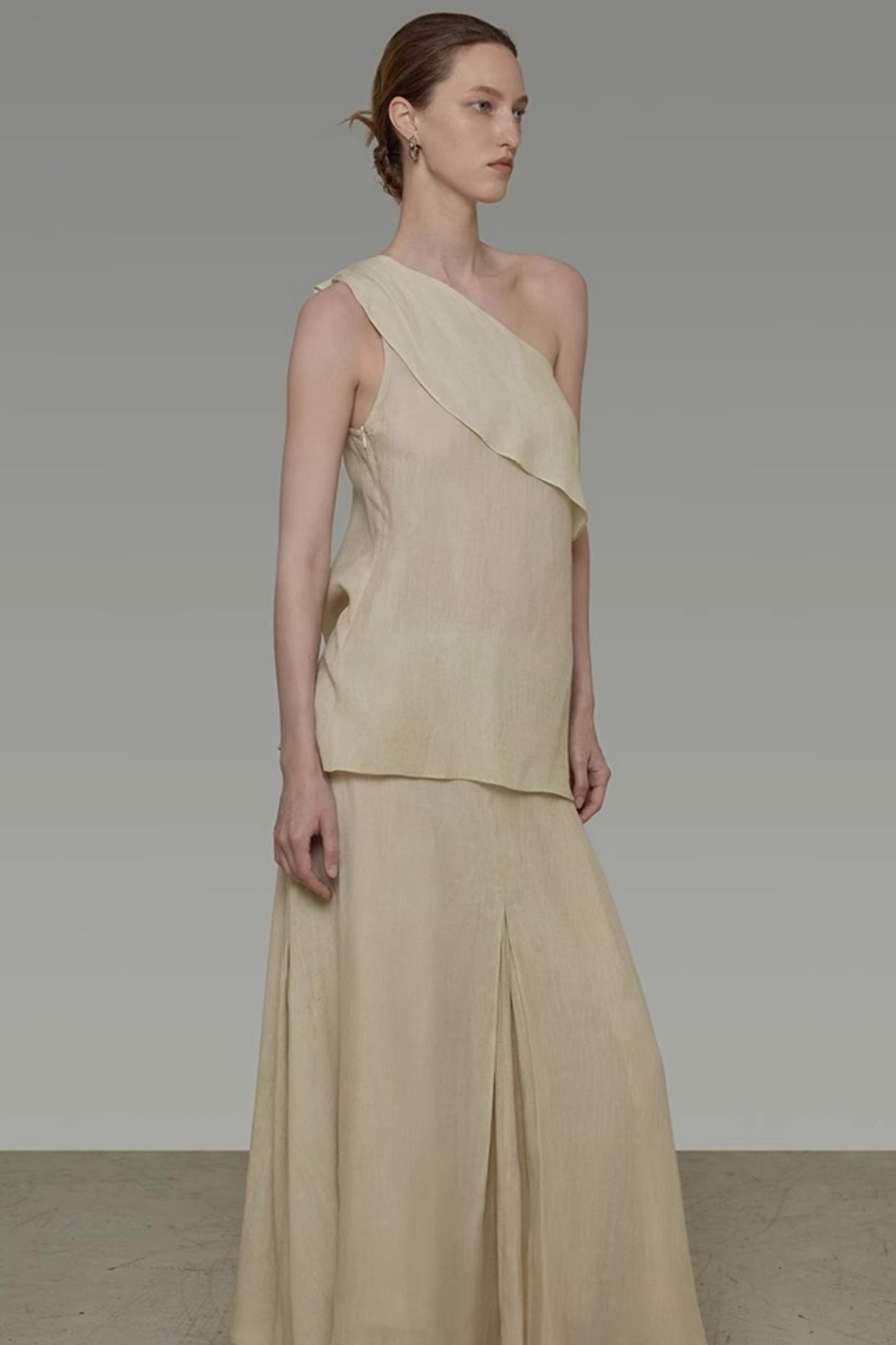 One-Shoulder Draped Two-Piece Set-Up