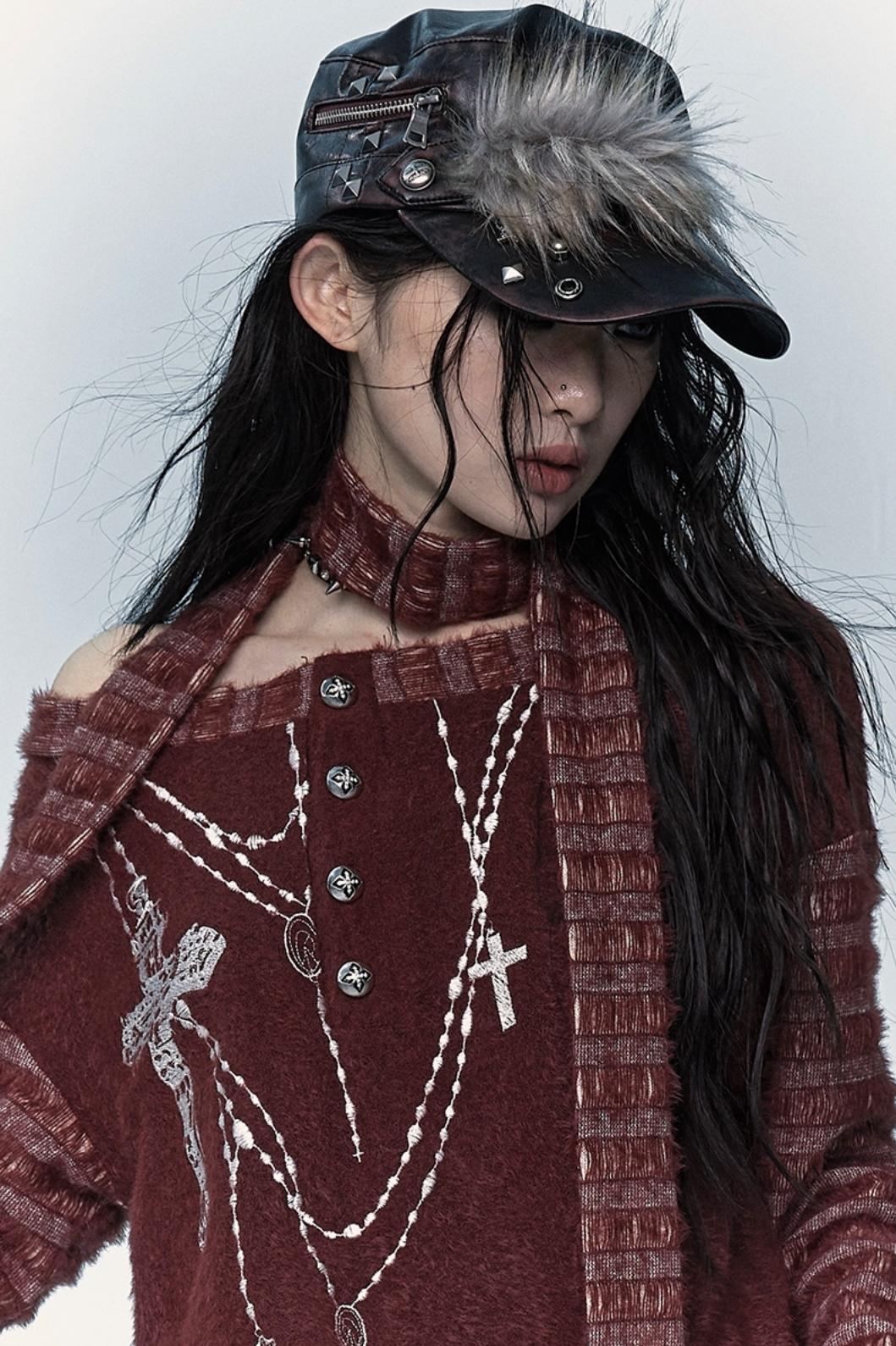 Punk Studded Leather Flat Cap