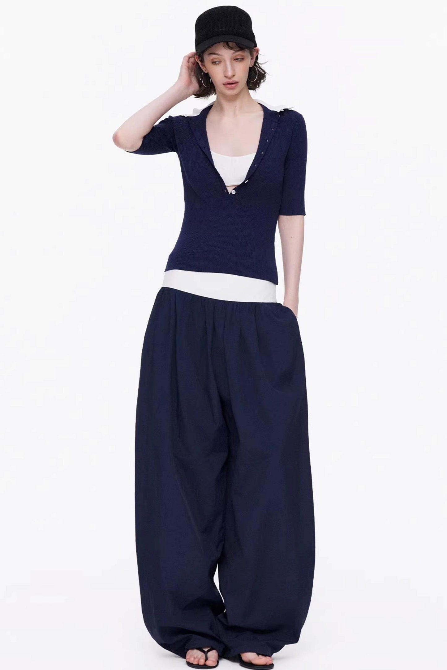 Lyocell Color-Blocked Knit Top