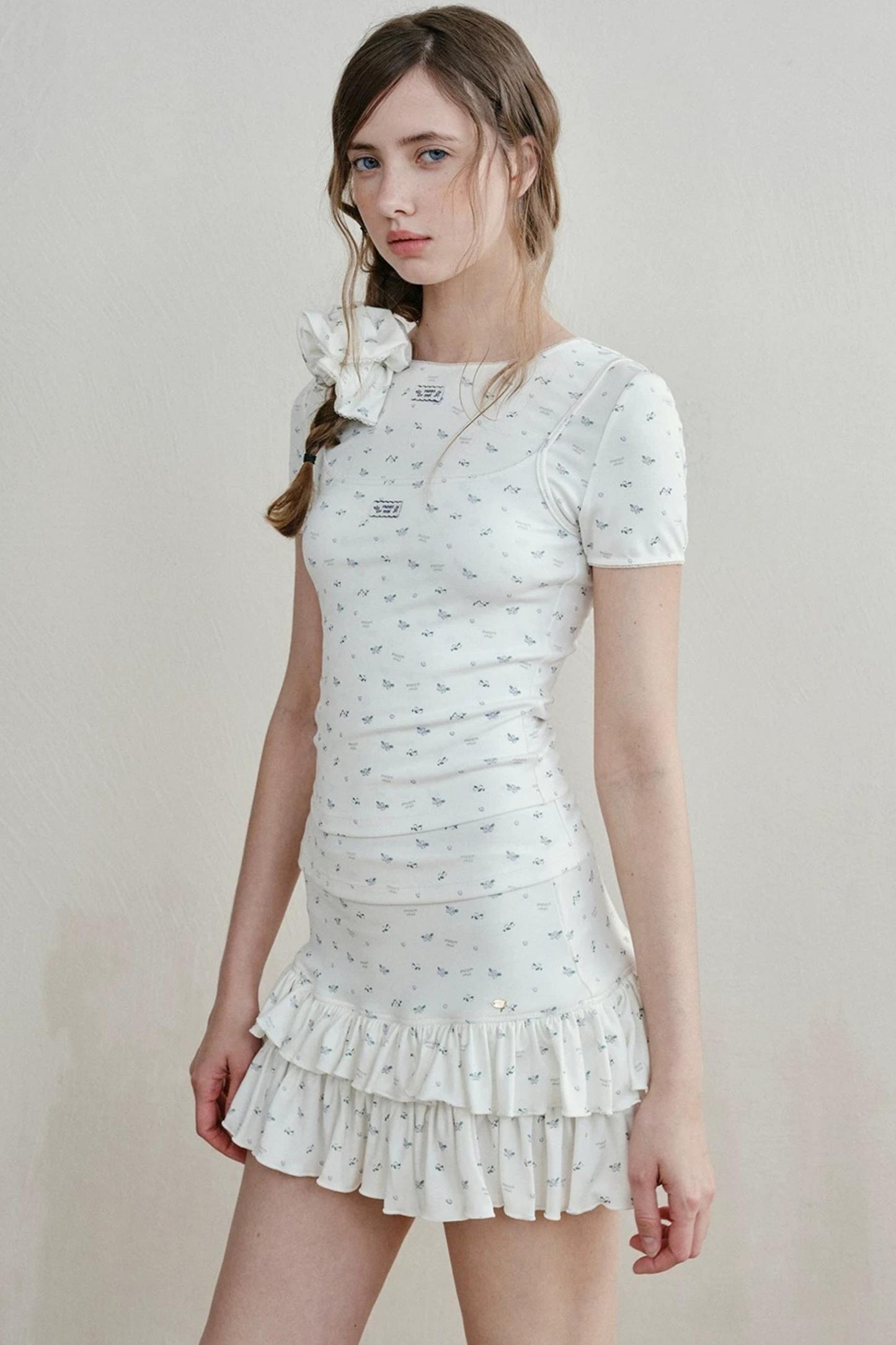 Lace-Trimmed Blueberry Two-Piece Set