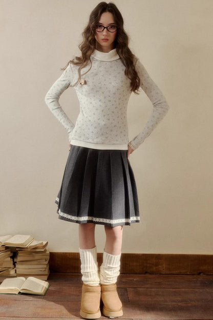 Floral Knit Long-Sleeve Top