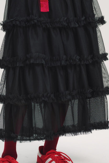 3D Embroidery Ruffled Skirt