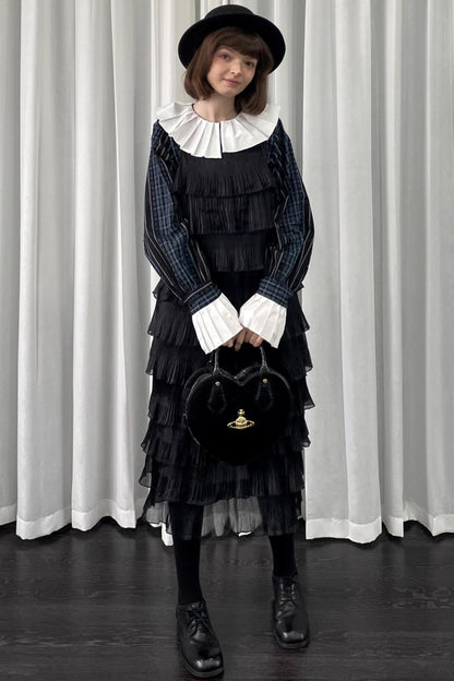 Black Pleated Slip Dress