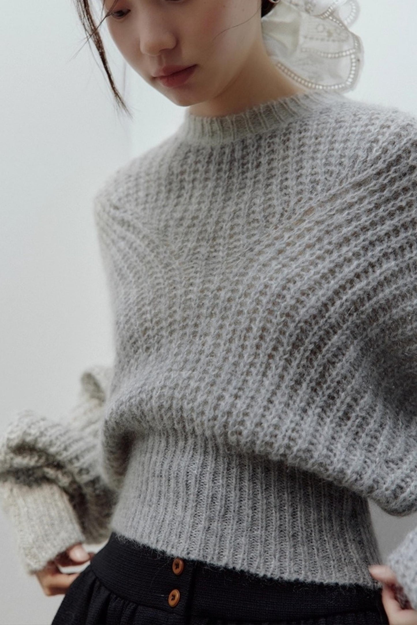 Furry Misty Gray Wool Top
