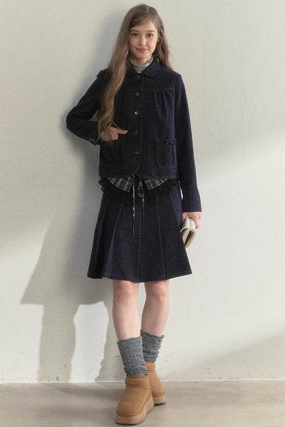 Retro Dot Denim Jacket Set-Up