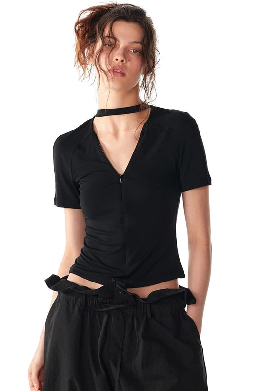 Slim Zipper Raglan Top