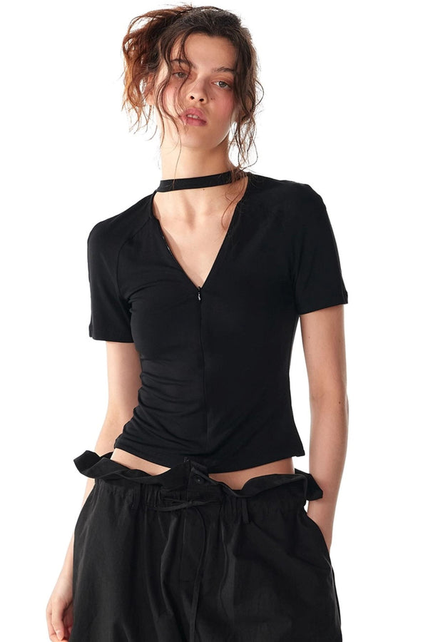Slim Zipper Raglan Top