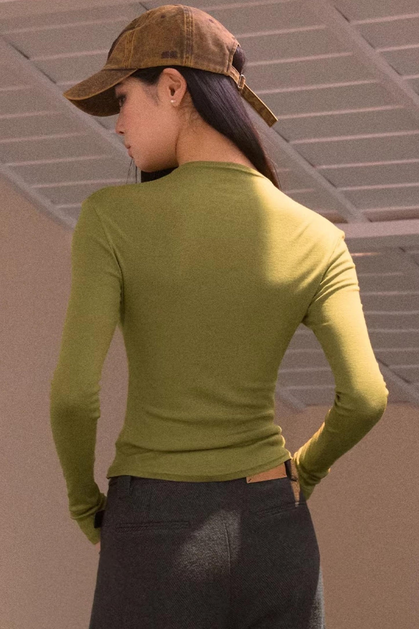 Half-Turtleneck Long Sleeve Top