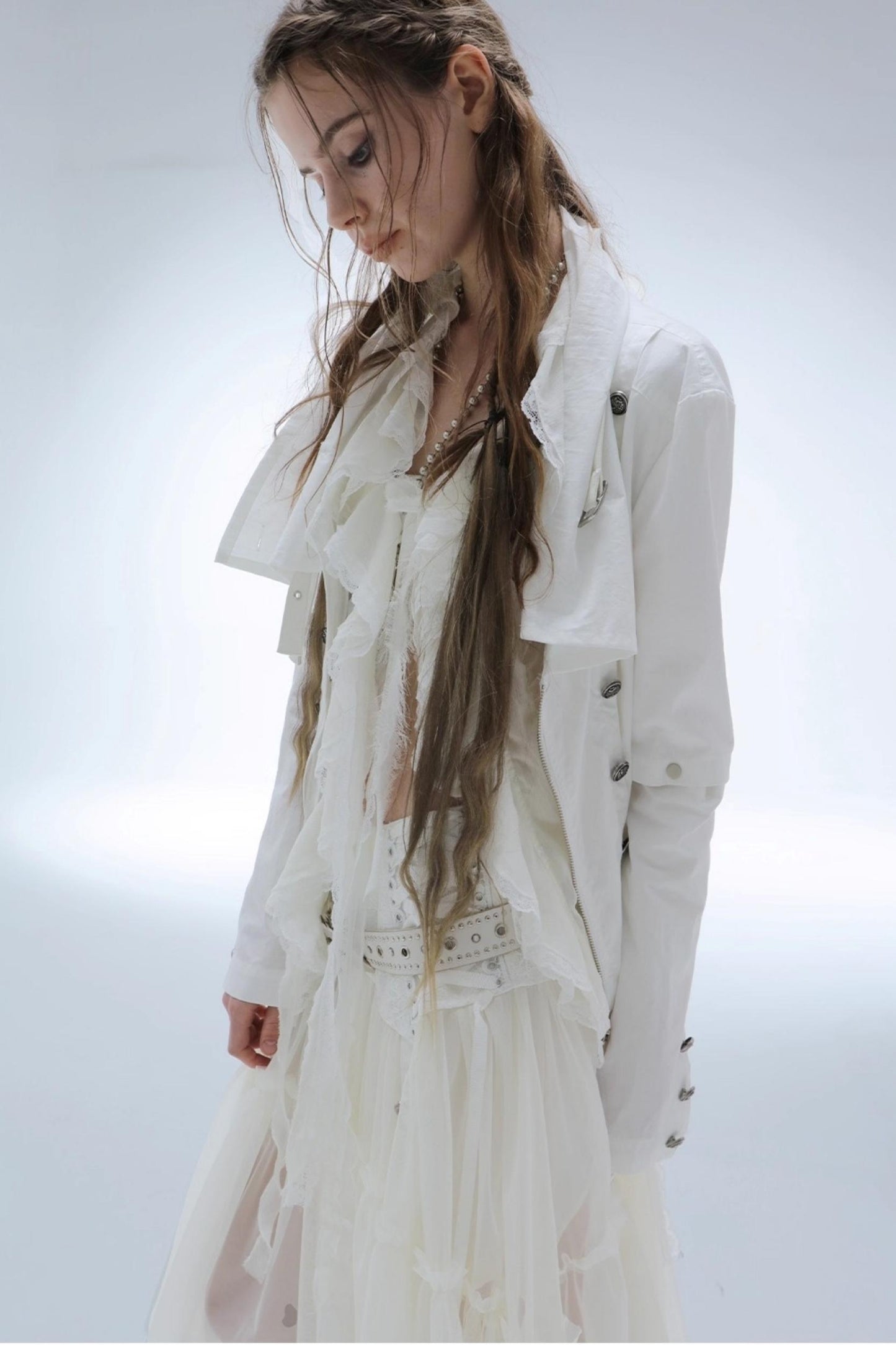 Ruffled Chiffon Yarn Shirt