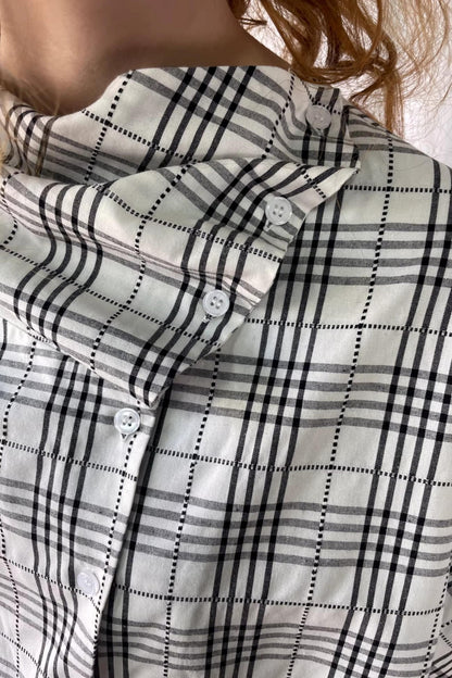 Checkered Pleated Collar Shirt