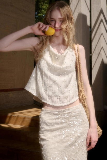 Elegant Starlit Top Skirt Set-Up
