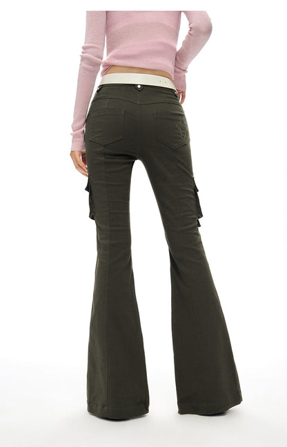 High Waist Flared Cargo Pants