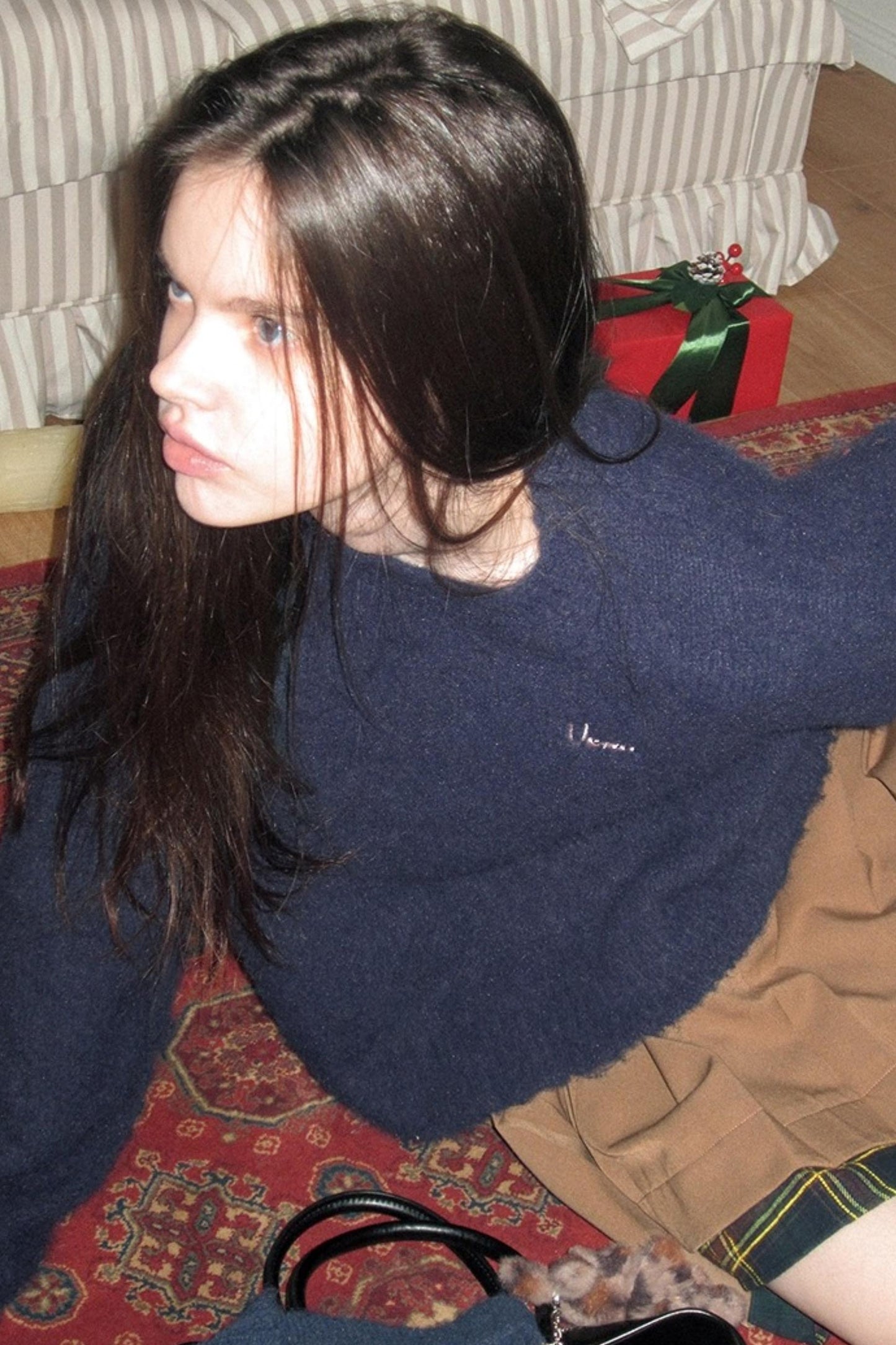 Navy Wool Hooded Sweater