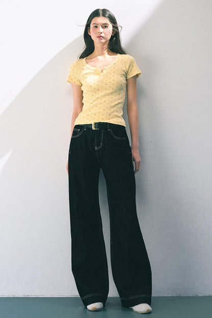 Original Cow Color Wide Leg Jeans