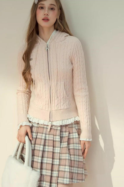 Fur Collar Detachable Knit Jacket