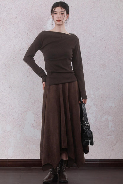 Tea Brown Pleated Sweater