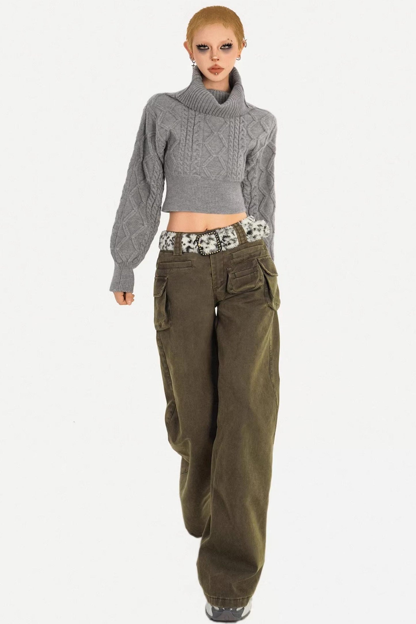 Retro Off-Shoulder Camel Sweater