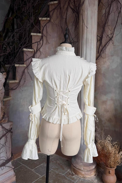 Beige Lace Trim Shirt