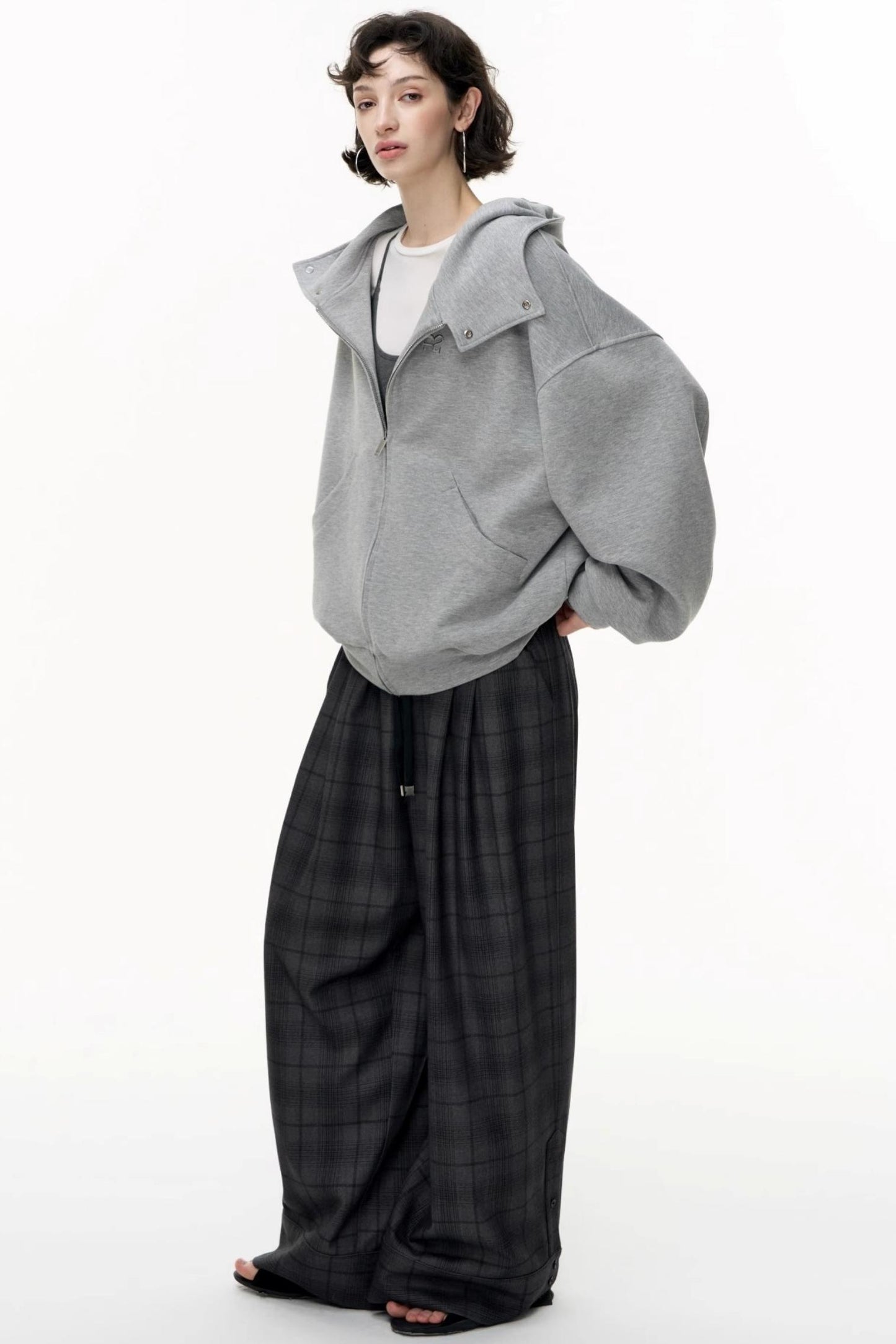 Casual Large Zip Hooded Cardigan