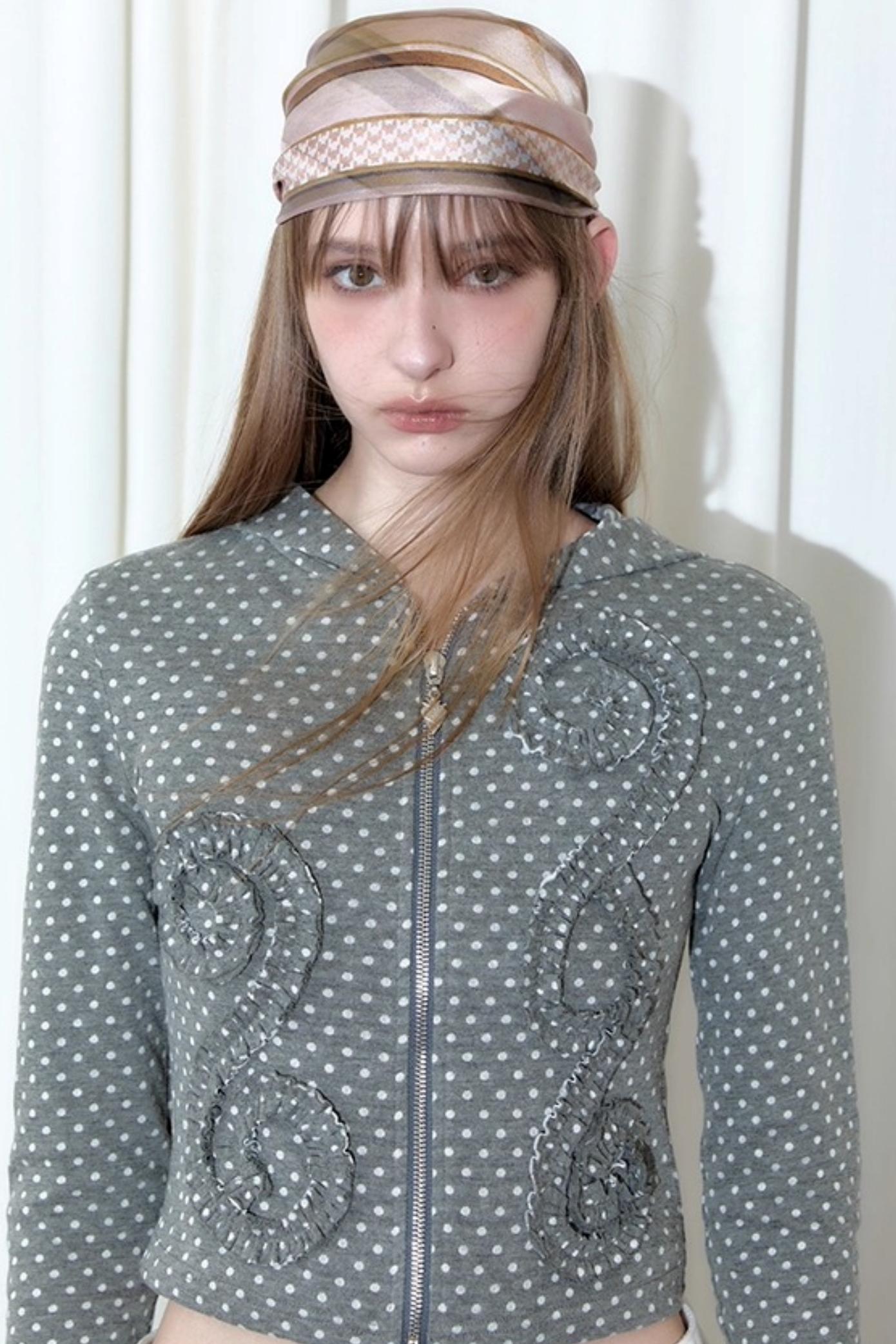 Reverbial Polka Dot Stripe Knitted Hoodie Top