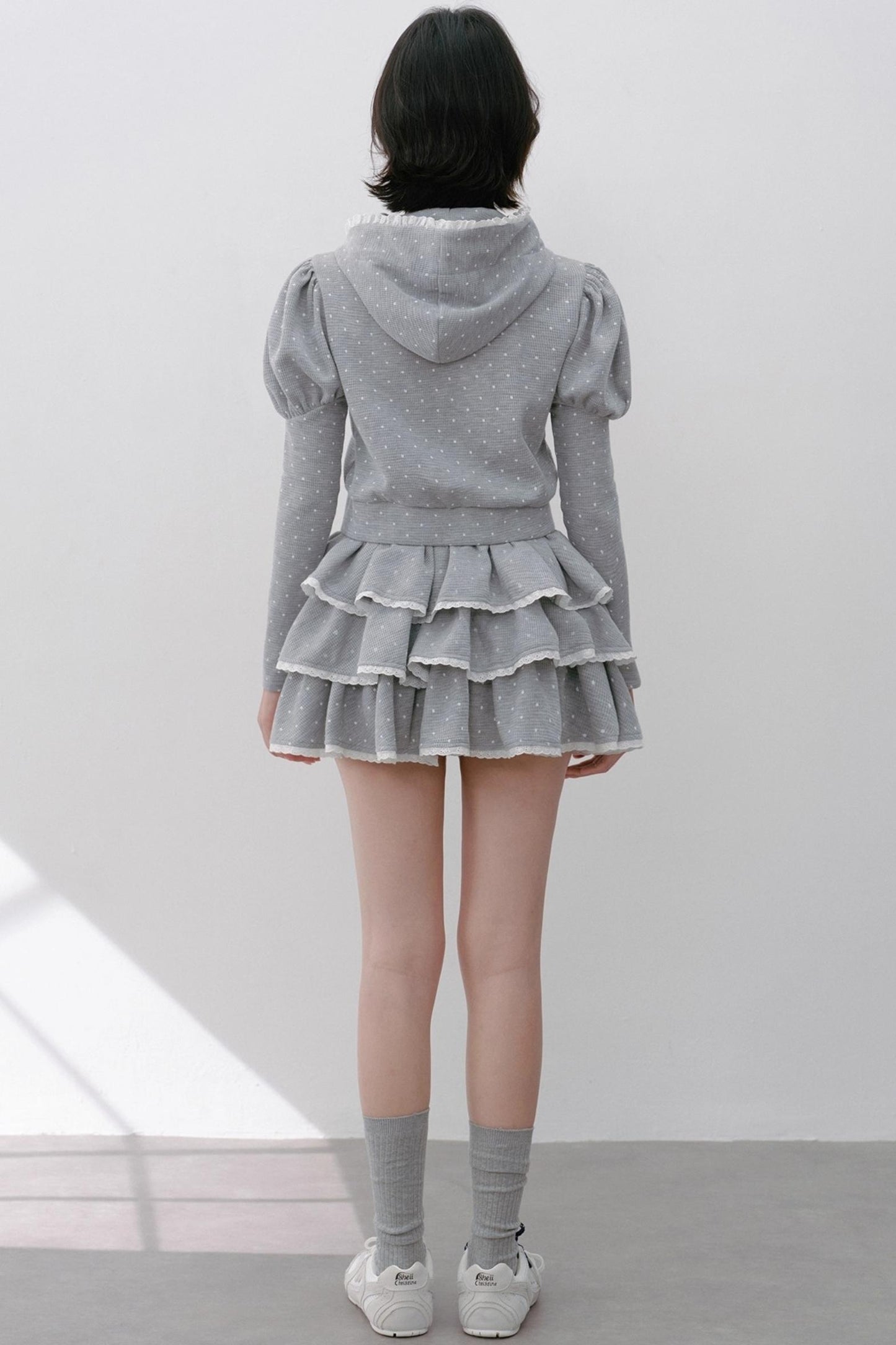 Navy Polka Dot Hooded Tracksuit Set-Up