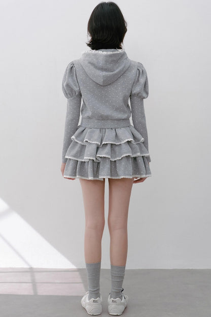 Navy Polka Dot Hooded Tracksuit Set-Up