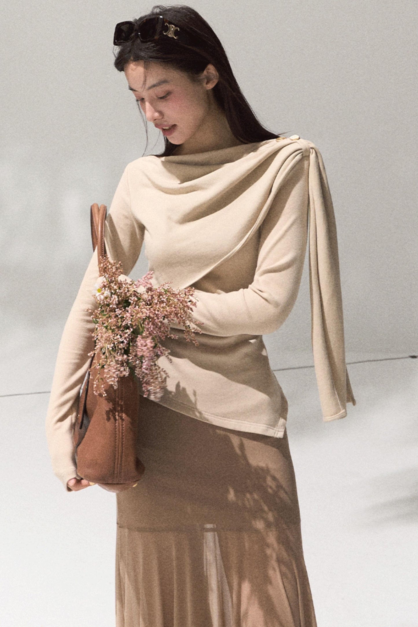 Ancient Shrine Collar Long Sleeve Knit Base Shirt