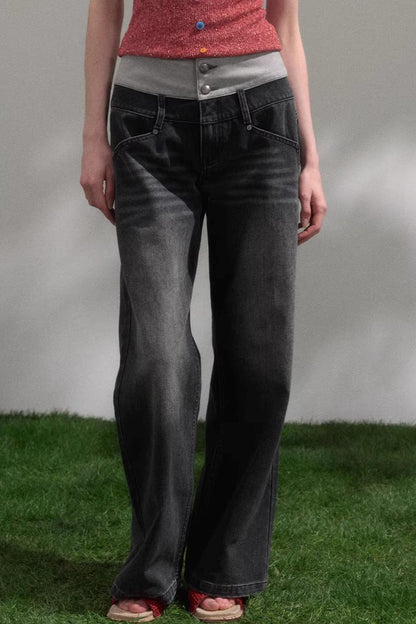 Sweet Pink Wide Waistband Jeans