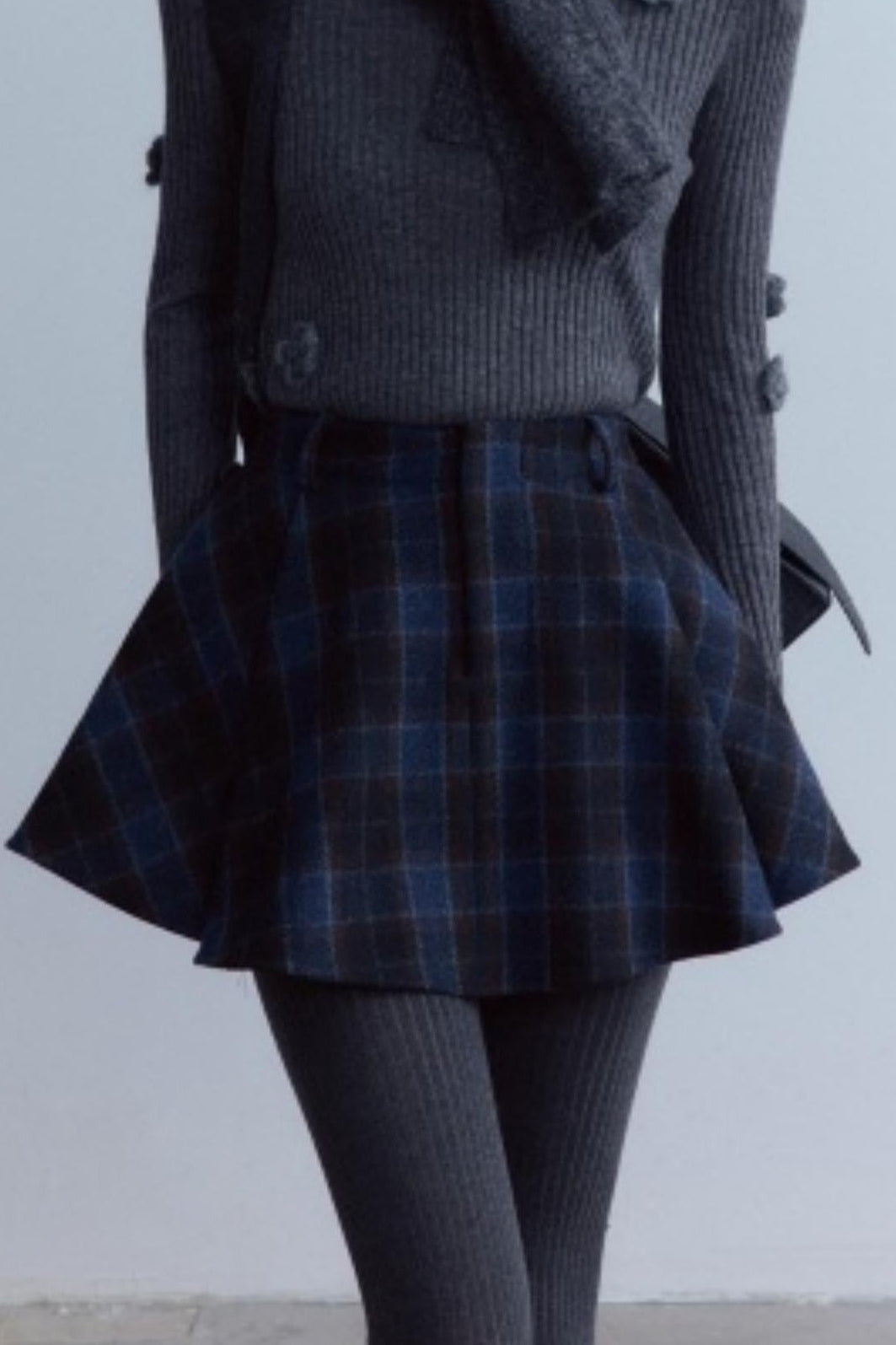Scottish Plaid A-Hem Woolen Skirt