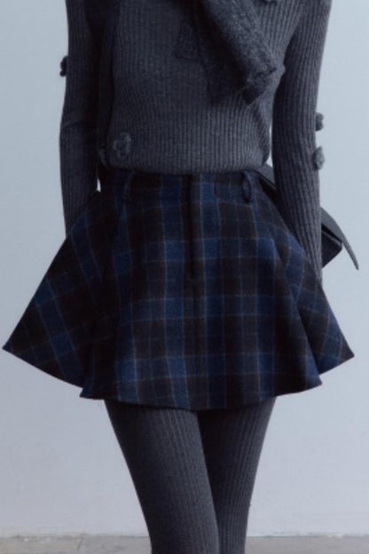 Scottish Plaid A-Hem Woolen Skirt