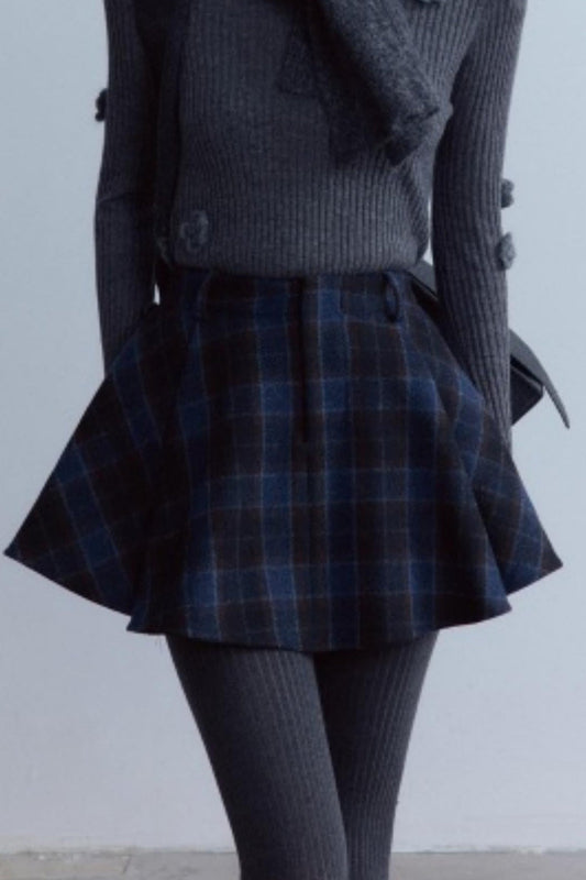 Scottish Plaid A-Hem Woolen Skirt