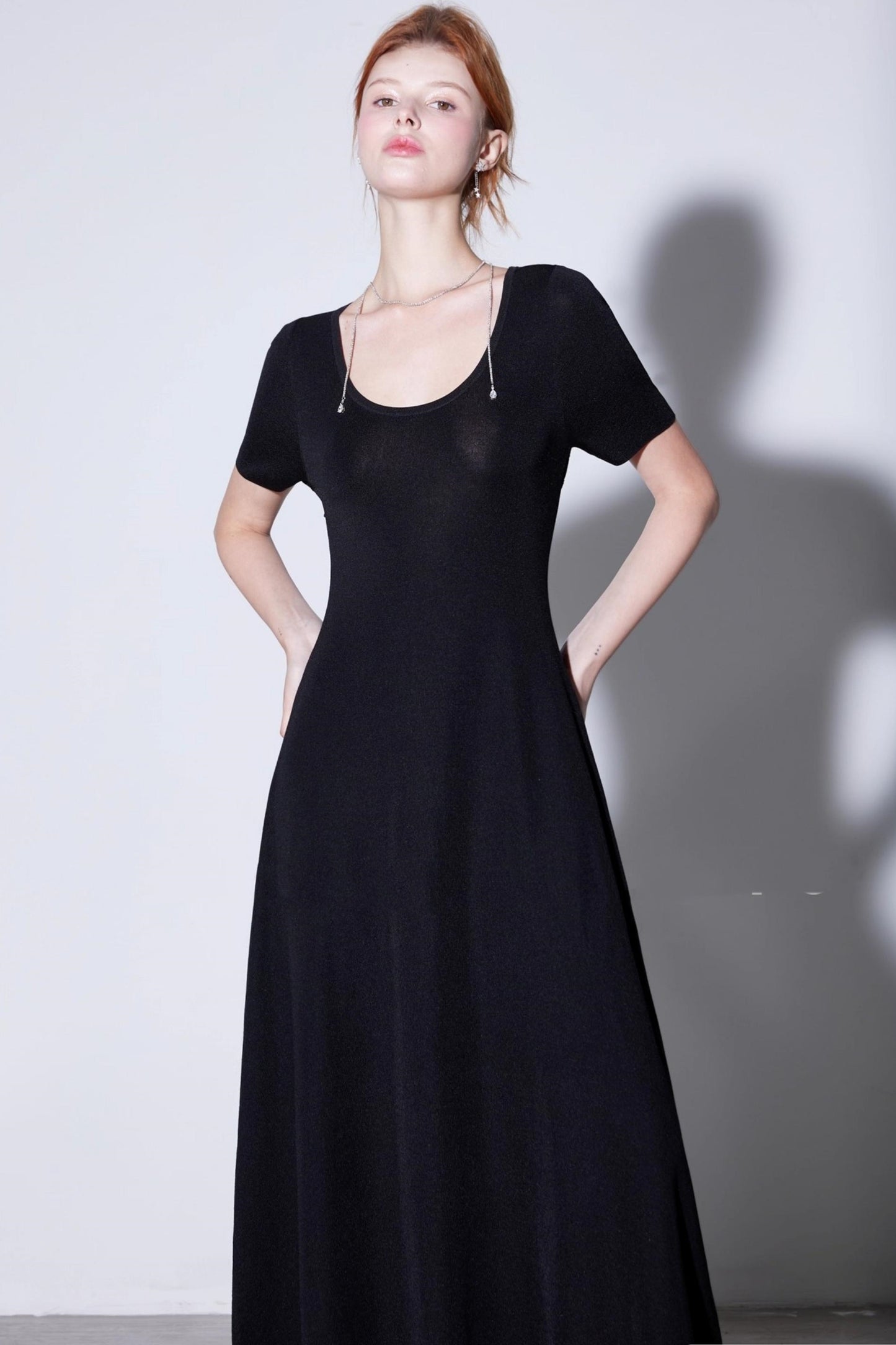 Silk U-neck Knit Dress